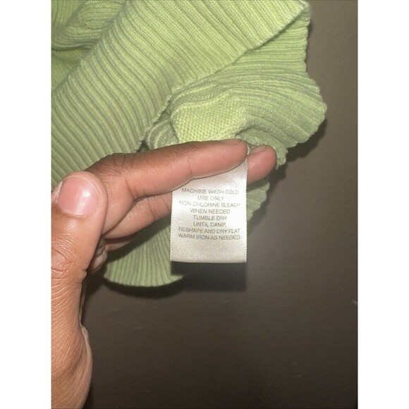 St Johns Bay Petite Large Green Cotton Blend Knit Short Sleeve Sweater Top - Picture 5 of 6